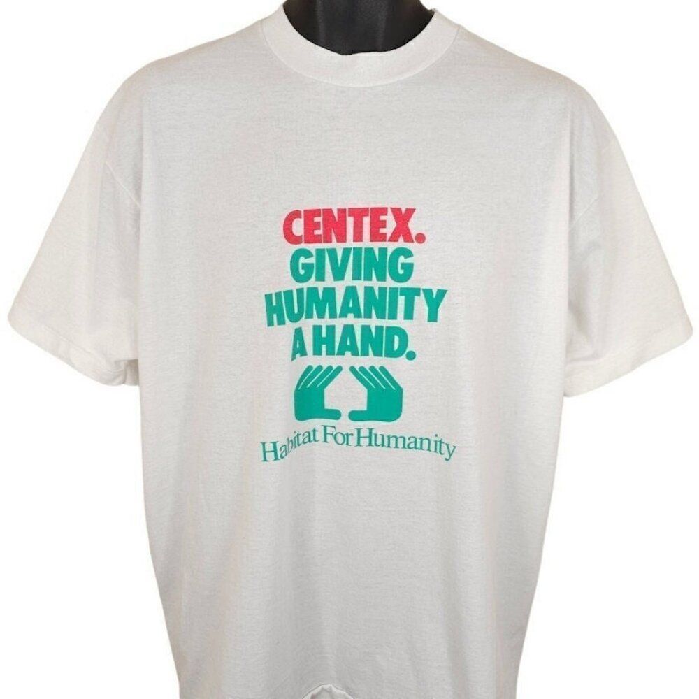 Vintage Habitat For Humanity T Shirt Mens Size XL White 90s Centex Texas